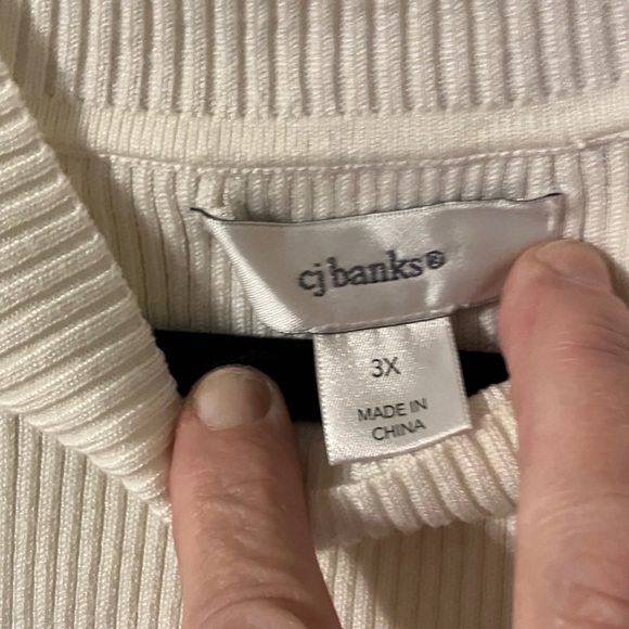 CJ Banks Classic Cream Sleeveless Mock Neck - Picture 2 of 5